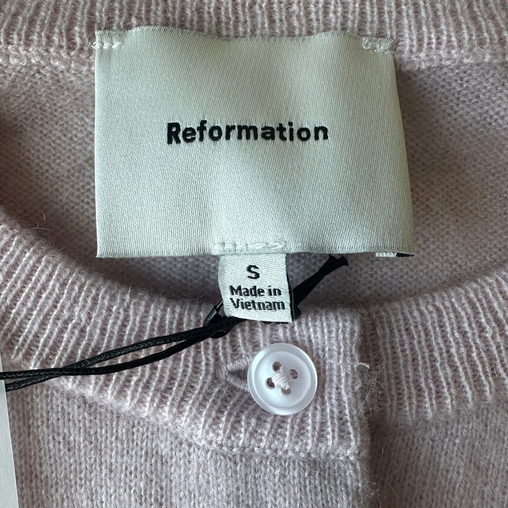 NWT Reformation Farren Cashmere Crew Cardigan Sweater | Foxglove Pale Pink S - Picture 5 of 10